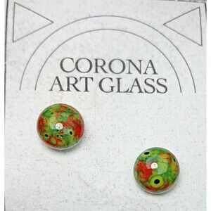 Corona Art Glass Fused Dichroic Glass Stud Earrings